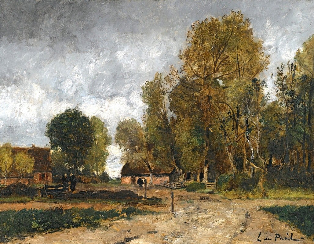 别墅景观`Landscape With Cottage by László Paál