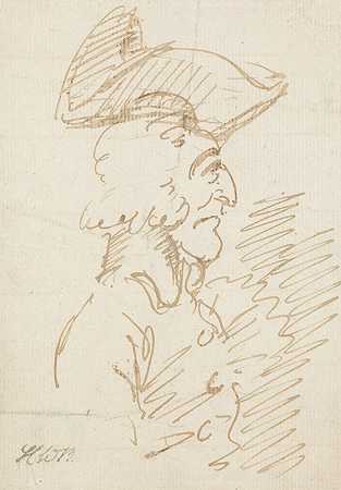 一个戴着歪帽子的钩鼻老人`An Elderly Hook~nosed Man in a Cocked Hat by Henry William Bunbury