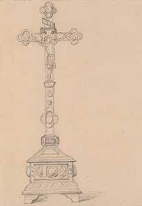 这幅画的十字架草图贾德维加女王她的誓言`
Sketch of crucifix for the painting Queen Jadwigas Oath (1867)  by Józef Simmler