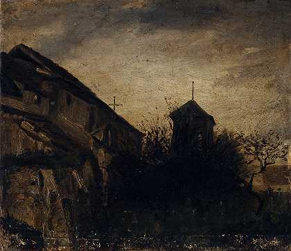 蒙马特后堂`Labside de Saint~Pierre~de~Montmartre (1828) by Louis-Godefroy Jadin