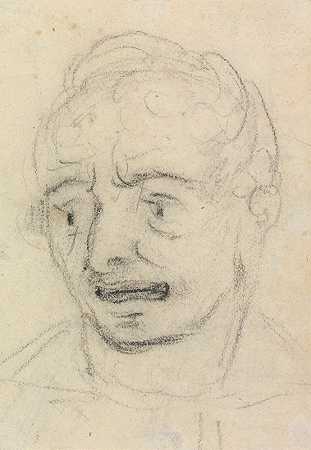 男人肖像研究她的面部表情`Portrait Study of a Mans Facial Expression by Benjamin Robert Haydon