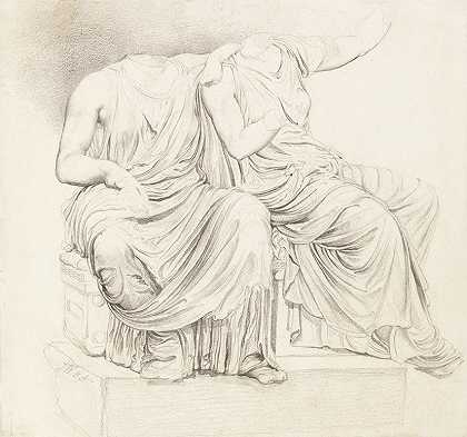 两尊无头古典雕像研究`Study of Two Headless Classical Statues by James Ward