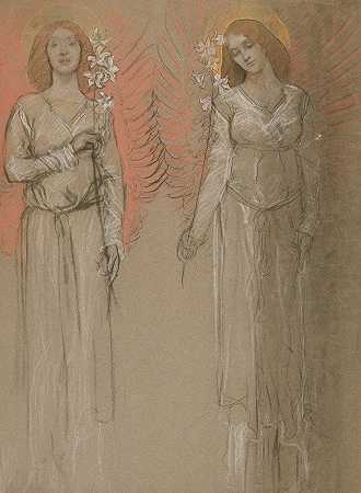 两个天使`Two Angels by Edwin Austin Abbey
