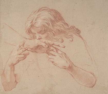 年轻人亲吻伸出的手`Youth Kissing an Outstretched Hand (1684–1764) by Marco Benefial