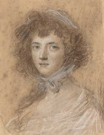 女人的头像`Head and Bust of a Woman by Sir Joshua Reynolds