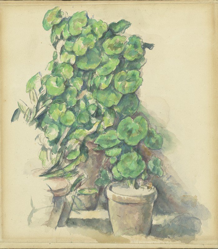 天竺葵`Geraniums (1888~1890) by Paul Cézanne