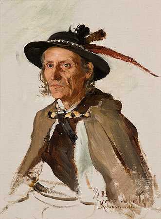 萨巴的肖像`Portrait of Sabała (1885) by Kazimierz Pochwalski