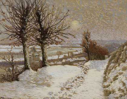 景观太阳和雪`Paysage; soleil et neige by Joseph Félix Bouchor