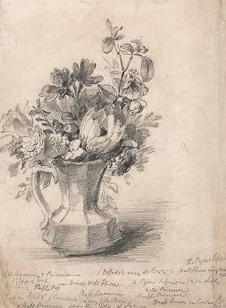 水罐里的花`Flowers in a Pitcher by John Constable