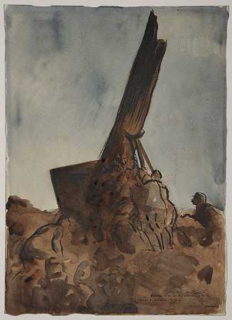 铺设伪装的天文台`Pose dun observatoire par des camoufleurs (1915) by Jean-Louis Forain