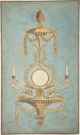 为带镜子的壁橱设计`Design for a Sconce with a Mirror (late 18th–early 19th century) by John Yenn