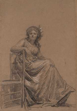 坐着的女人的肖像`Portrait of a Seated Woman (18th~19th century) by François-André Vincent