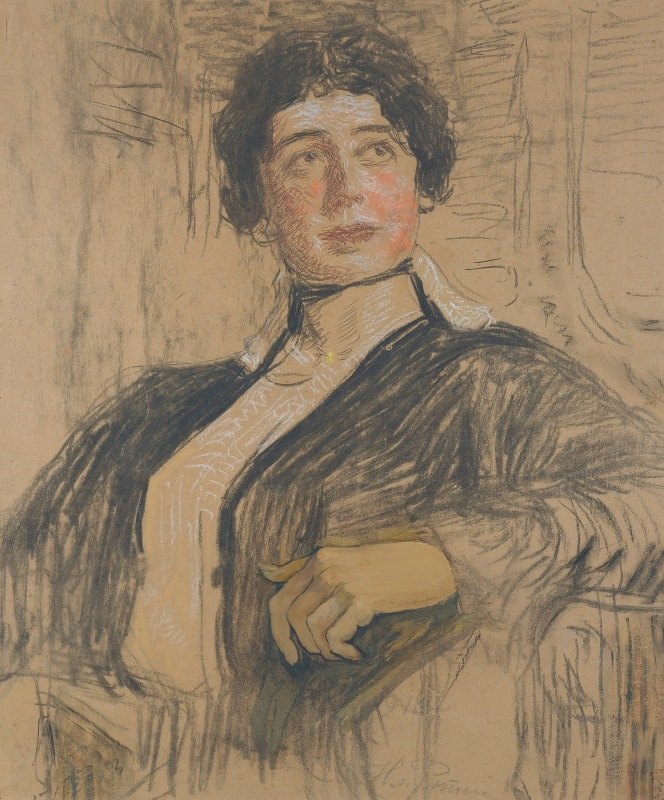 肖像还是维罗妮卡·阿贝格·韦雷夫金`Portrait Of Veronika Abegg~Werefkin (1916) by Ilya Efimovich Repin
