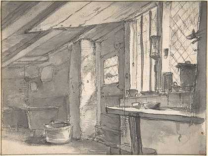 车间屋内`Workshop Interior (1629–77) by Thomas Wijck
