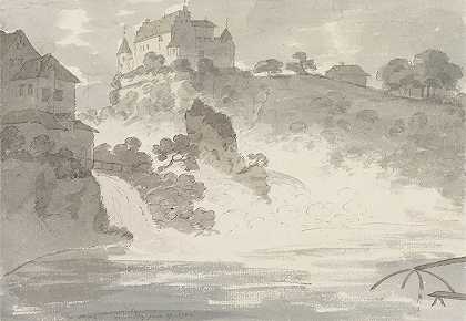沙夫豪森瀑布`Falls at Schaffhausen (1782) by George Howland Beaumont