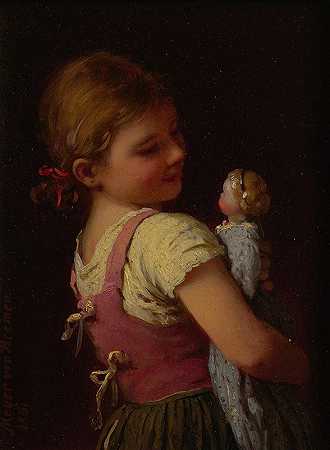 格雷琴她最喜欢什么`Gretchens Favorite (1881) by Johann Georg Meyer von Bremen