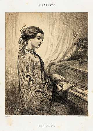 女主人W·G。`Mistress W. G. (1857) by Paul Gavarni