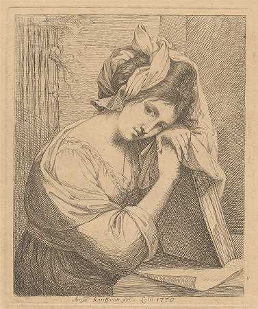 沉思中的年轻女子`Young Woman in Contemplation (c. 1770) by Angelica Kauffmann