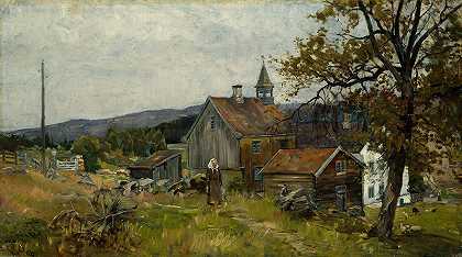 农场，Vik在Stange`Farm, Vik at Stange (1884) by Gerhard Munthe