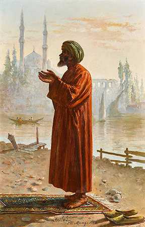 祈祷`The Prayer (1885) by Leonardo de Mango