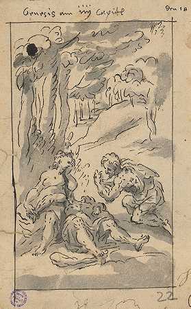 亚当和夏娃哀悼死去的亚伯`Adam und Eva beweinen den toten Abel by Franz Aspruck