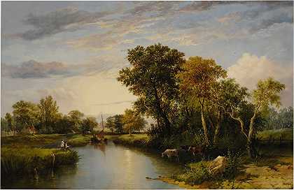 泰晤士河谷`The Thames Valley (1823) by Thomas Miles Richardson