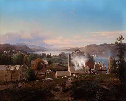波基普西钢铁厂（贝奇炉）`Poughkeepsie Iron Works (Bech’s Furnace) (1856) by Johann Hermann Carmiencke
