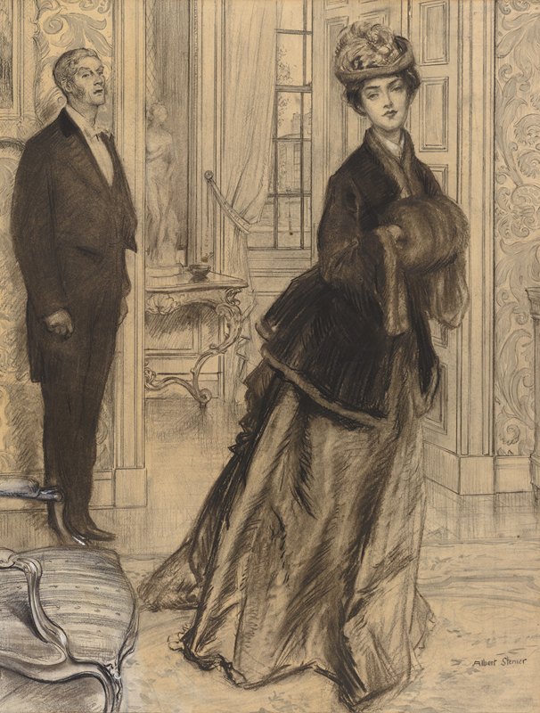 奥尔科特太太来了`Mrs. Alcot arrives (1904) by Albert Sterner