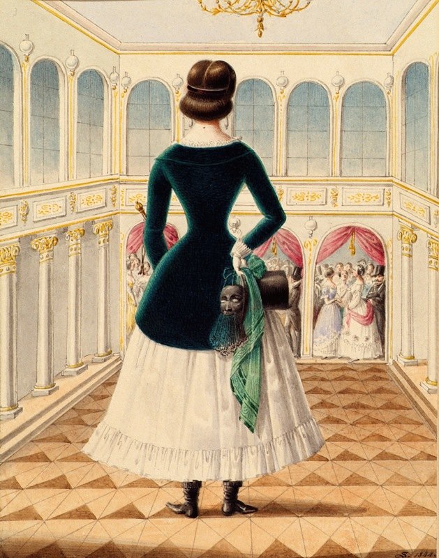 斯佩尔咖啡馆舞厅的面具舞会`Maskenball im Tanzsaal des Café Sperl (1844) by Michael Stohl