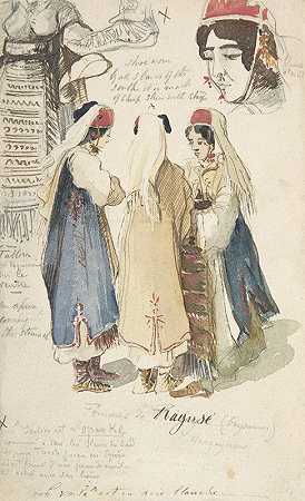 来自拉古萨的农妇`Peasant Women from Ragusa (1848–66) by Edward Lear
