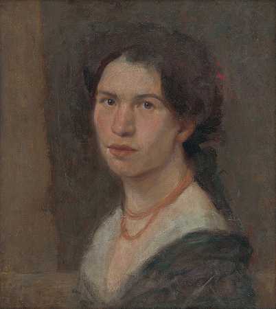 艺术家Jonášová的肖像`Portrait of the Artist Jonášová (1910) by Milan Thomka Mitrovský