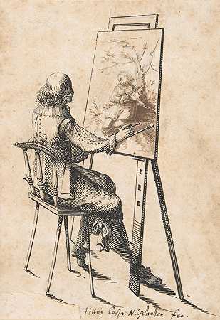 画架前的画家`A Painter at his Easel (1615–52) by Hans Caspar Nüscheler