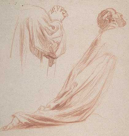 两个跪着的人`Two Kneeling Figures (1830–71) by Alexandre Laemlein