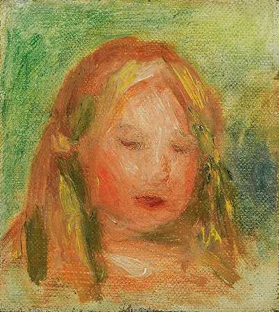 研究头部儿童（COCO）`Étude; Tête Denfant (Coco) by Pierre-Auguste Renoir
