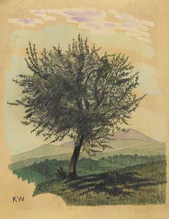 无标题（风景中的落叶树）`Ohne Titel (Laubbaum in Landschaft) (around 1924) by Karl Wiener