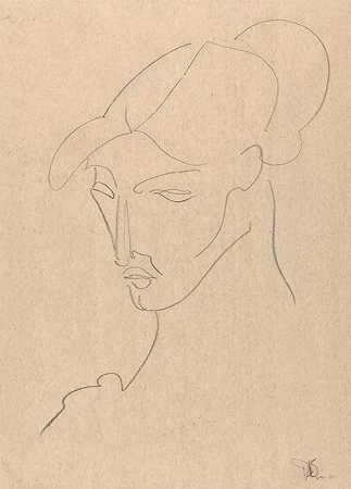 女人的肖像`Portrait of a Woman (1910 ~ 1915) by Henri Gaudier-Brzeska