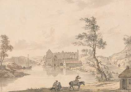 爱尔兰利默里克附近的阿斯基顿修道院，迪尔河畔`Askeaton Abbey near Limerick, Ireland on the River Deel by Paul Sandby
