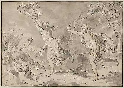 阿波罗和达芙妮`Apollo and Daphne by Pietro Antonio Novelli