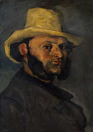 古斯塔夫·博耶（生于1840年）戴草帽`Gustave Boyer (b. 1840) in a Straw Hat (1870–71) by Paul Cézanne