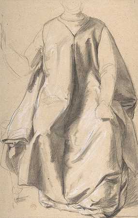 穿着长袍，坐着`Figure in a Long Robe, Seated (1828–81) by Romain Cazes
