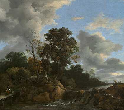 景观`Landscape (c. 1670) by Jacob van Ruisdael
