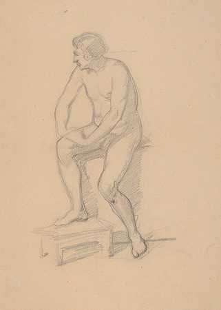 这幅画的国王肖像素描芭芭拉·拉齐维之死`Sketch of the king figure for the painting Death of Barbara Radziwiłł (1860) by Józef Simmler