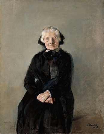 艺术家玛丽·克罗赫的肖像阿姨`Portrait of Marie Krohg, the Artists Aunt (1889) by Christian Krohg