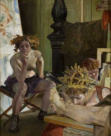 艺术家她死了`Artists death (1909) by Jacek Malczewski