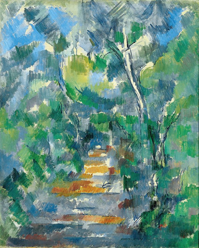 森林场景（从马斯朱莉到黑城堡的小路）`Forest Scene (Path from Mas Jolie to Château noir) (1900~1902) by Paul Cézanne