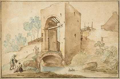 通往城镇的大门`The Gateway to a Town (1625~1635) by Abraham Bloemaert