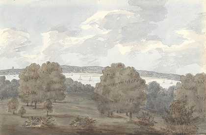 1824年9月24日，从卡德兰的窗户`From Window at Cadland, September 24, 1824 (1824) by Anne Rushout