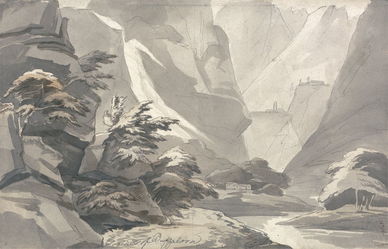 水牛瀑布`Cascade of Buffalora by John Warwick Smith