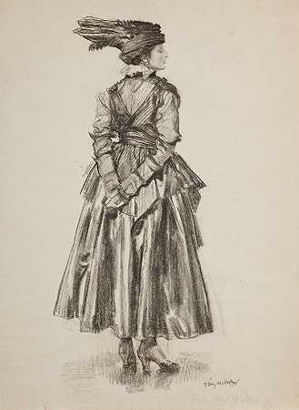 研究（六）。艺术家肖像从Revue mods系列`Study (VI). Portrait of the artists wife from the Revue mods series (1915~1923) by Józef Mehoffer