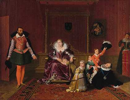 亨利四世和他的孩子们一起玩的时候大使西班牙出席`Henri IV jouant avec ses enfants au moment où lambassadeur dEspagne est admis en sa présence (1817) by Jean Auguste Dominique Ingres